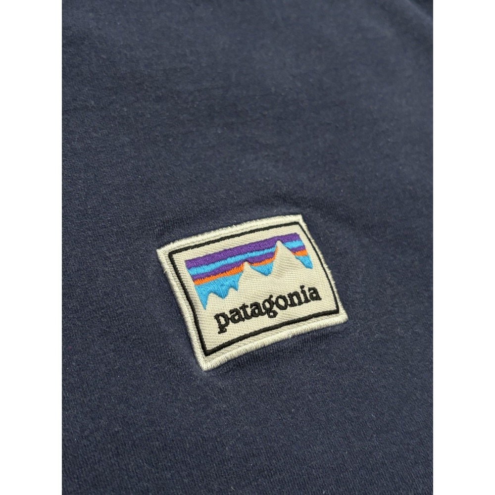 Patagonia Crewneck Sweatshirt Embroidered Logo Patch Large Navy Blue - Picture 2 of 7